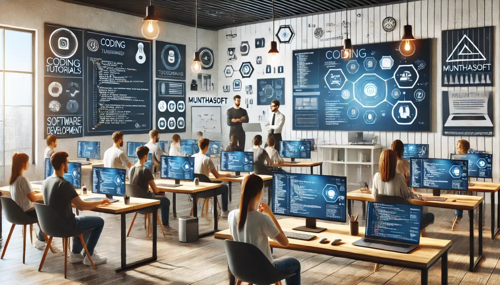 a professional and engaging training environment showcasing multiple devices