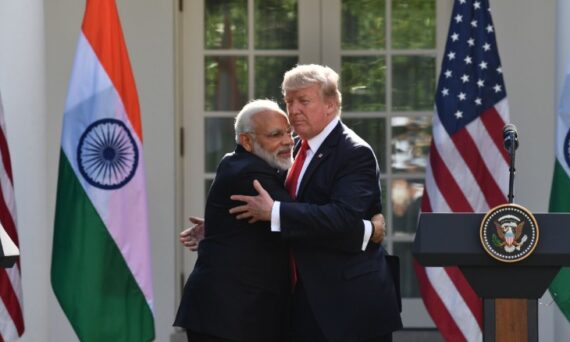 Trump and Modi Hug at Day 1 meeting 2025