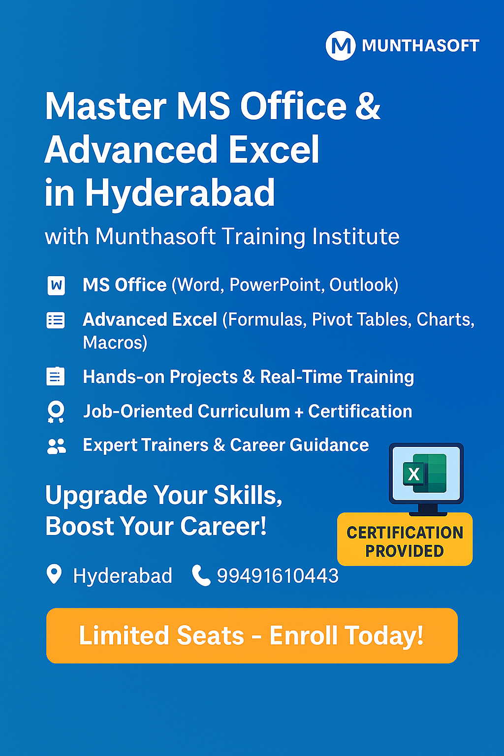 MS Office & Advanced Excel Training Classes in Hyderabad Munthasoft